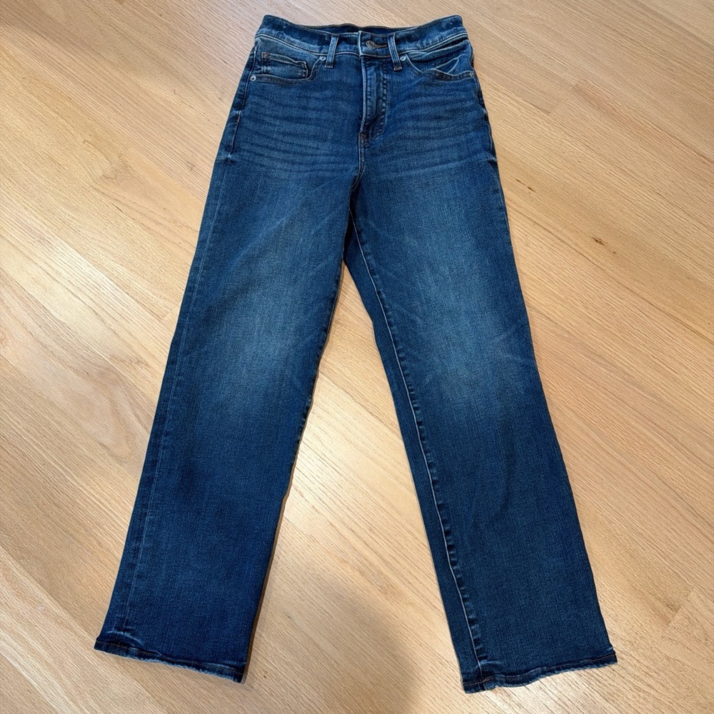 Express Dark Blue Cropped Straight-leg Jeans